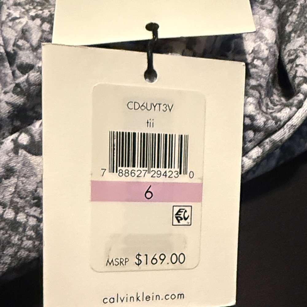 Calvin Klein Black and Gray Snake Print Midi Dress - Picture 11 of 11